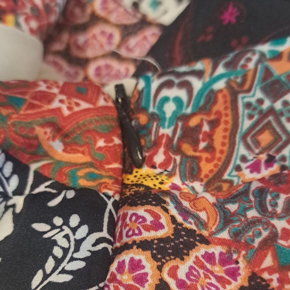 293 - Silky Patchwork Paisley Skirt | Earthy Boho Luxe | Lined & Flowy - Picture 3 of 7